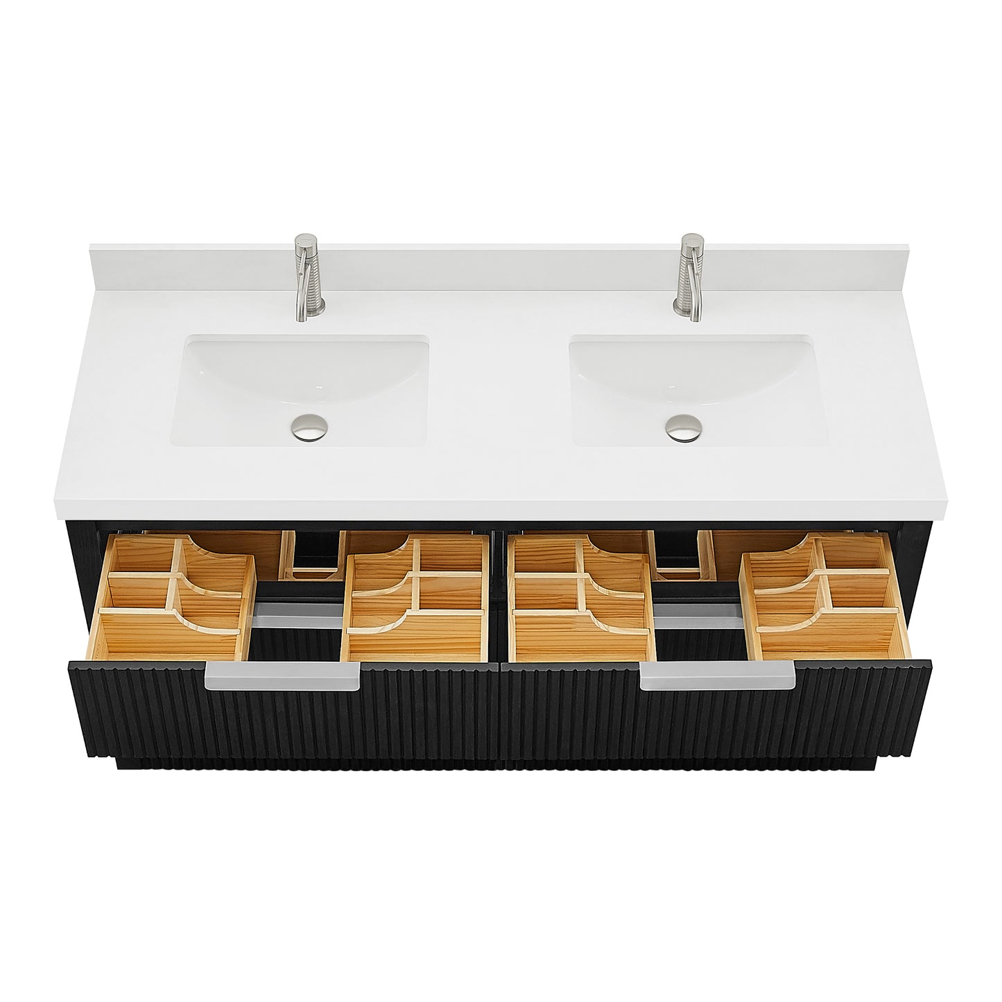 Santarem 60M" Double Bath Vanity in Oak Weathered Black