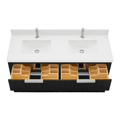 Santarem 60M" Double Bath Vanity in Oak Weathered Black