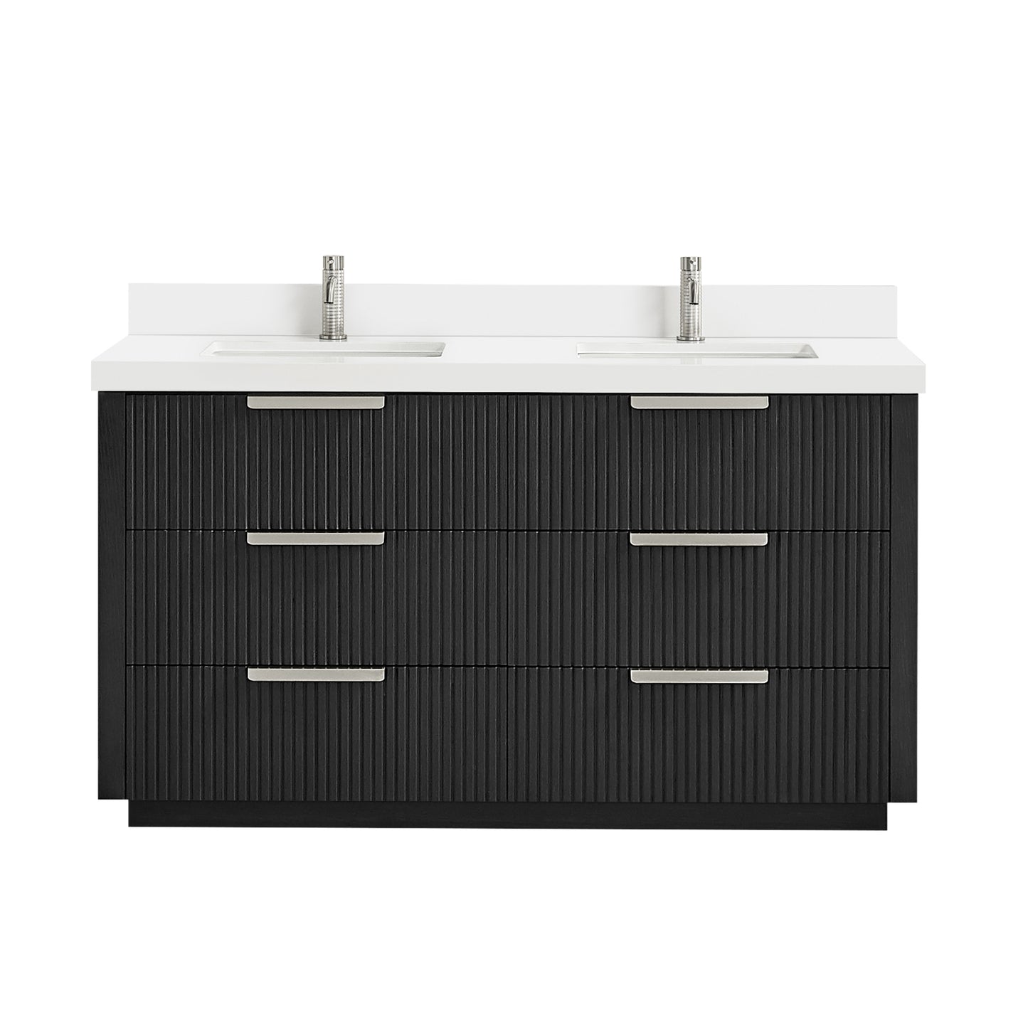 Santarem 60M" Double Bath Vanity in Oak Weathered Black