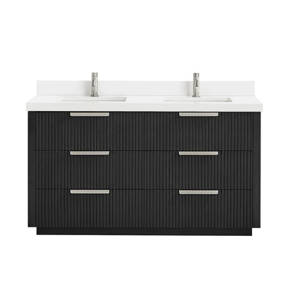 Santarem 60M" Double Bath Vanity in Oak Weathered Black