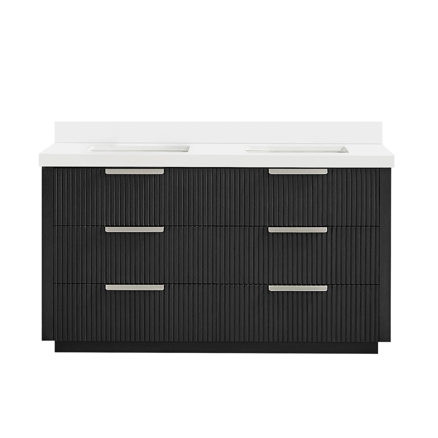 Santarem 60M" Double Bath Vanity in Oak Weathered Black