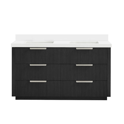 Santarem 60M" Double Bath Vanity in Oak Weathered Black