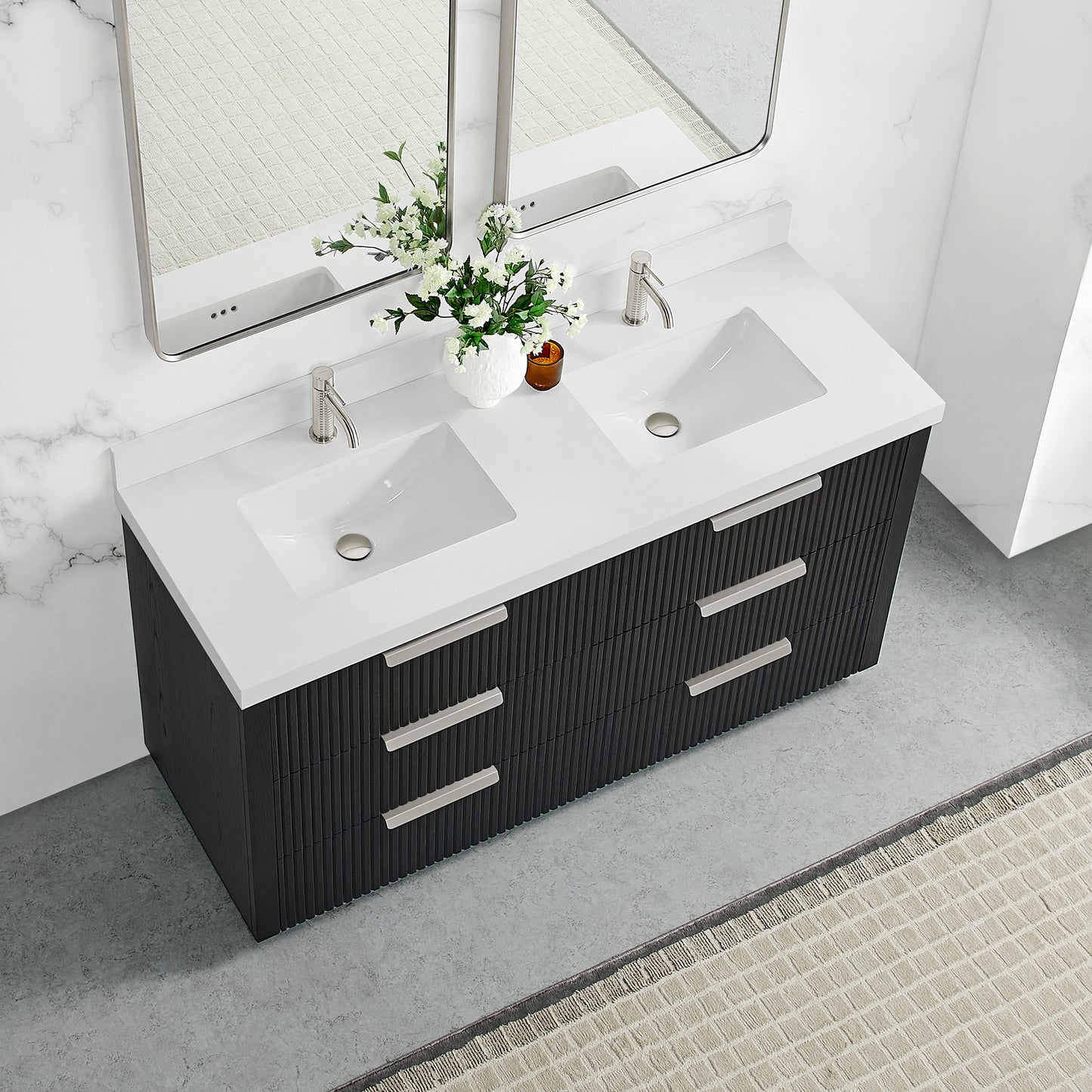 Santarem 60M" Double Bath Vanity in Oak Weathered Black