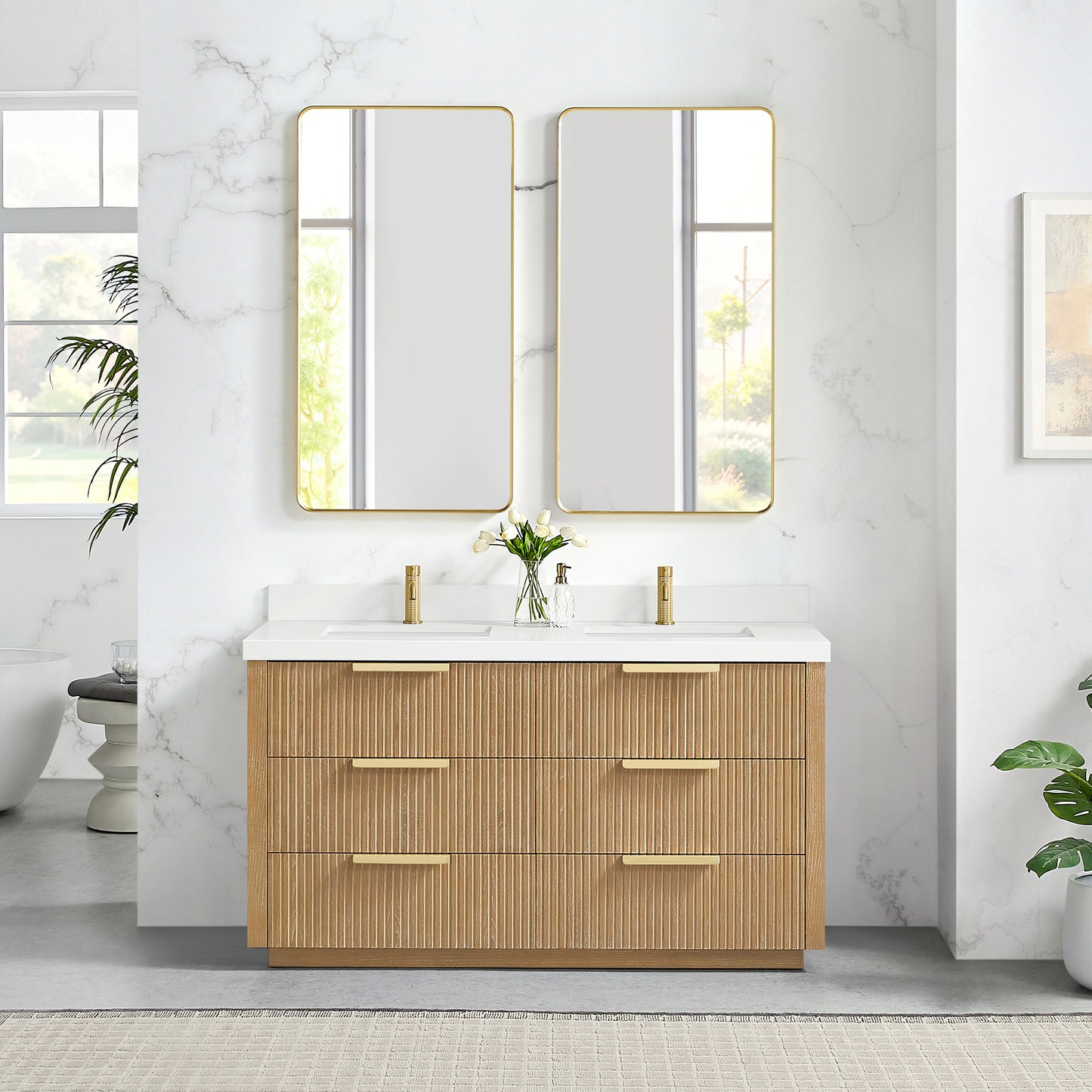 Santarem 60M" Double Bath Vanity in Washed Ash Grey