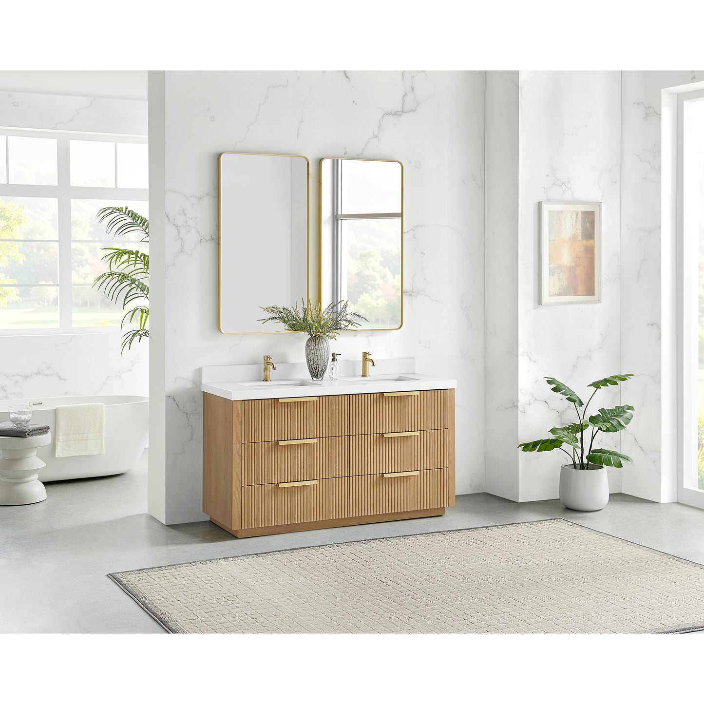Santarem 60M" Double Bath Vanity in Washed Ash Grey