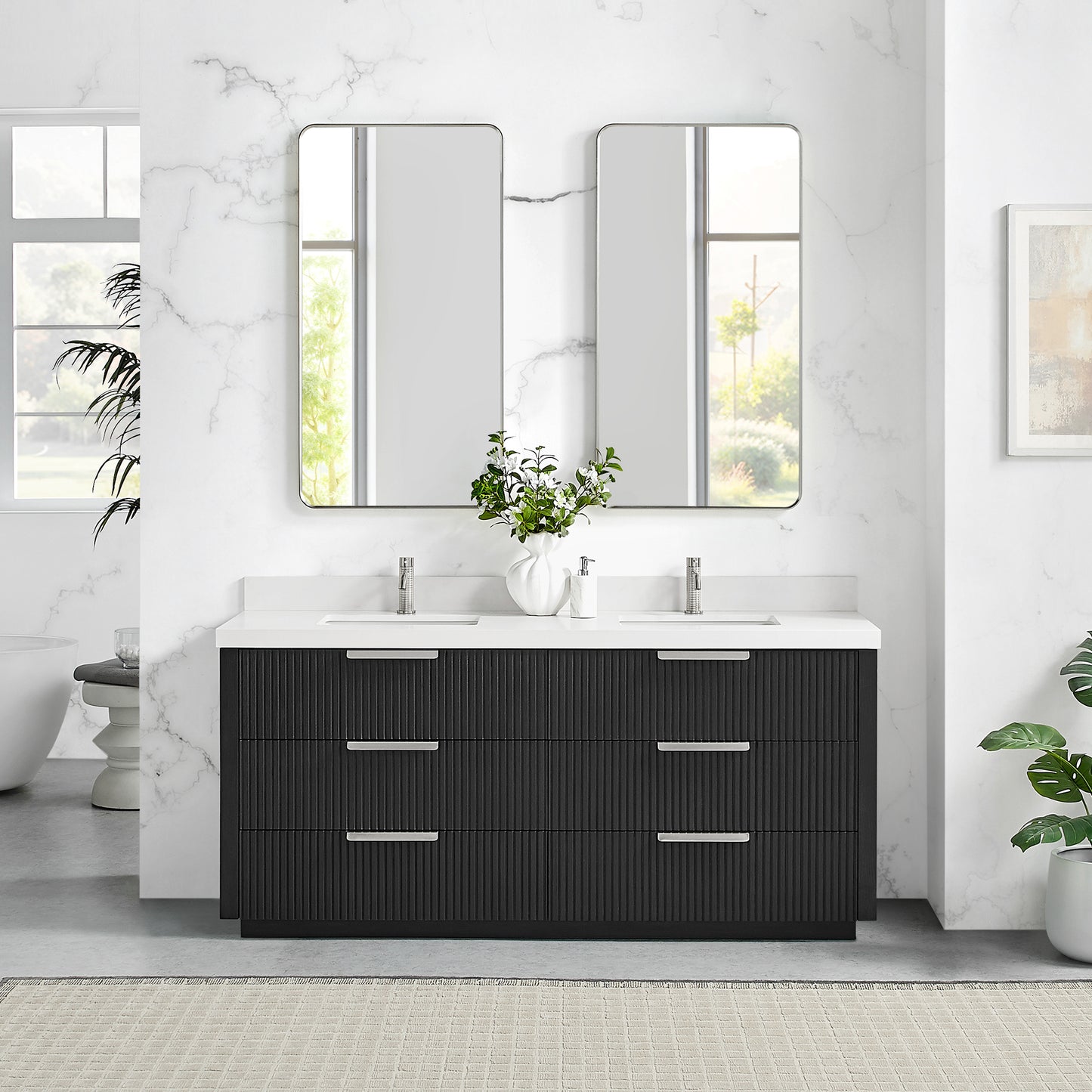 Santarem 72" Double Bath Vanity in Oak Weathered Black