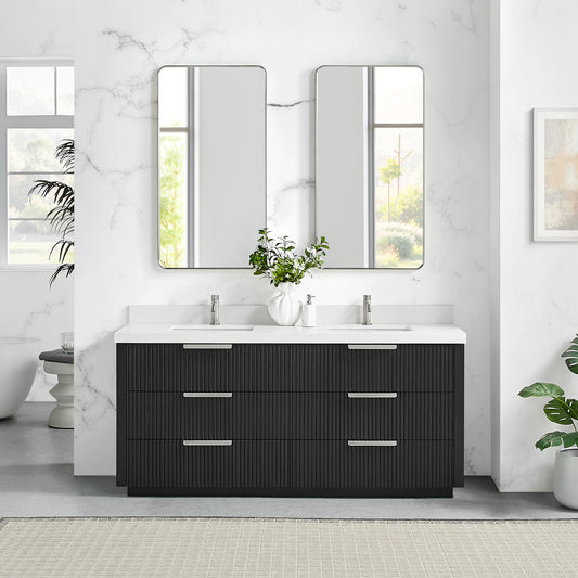Santarem 72" Double Bath Vanity in Oak Weathered Black