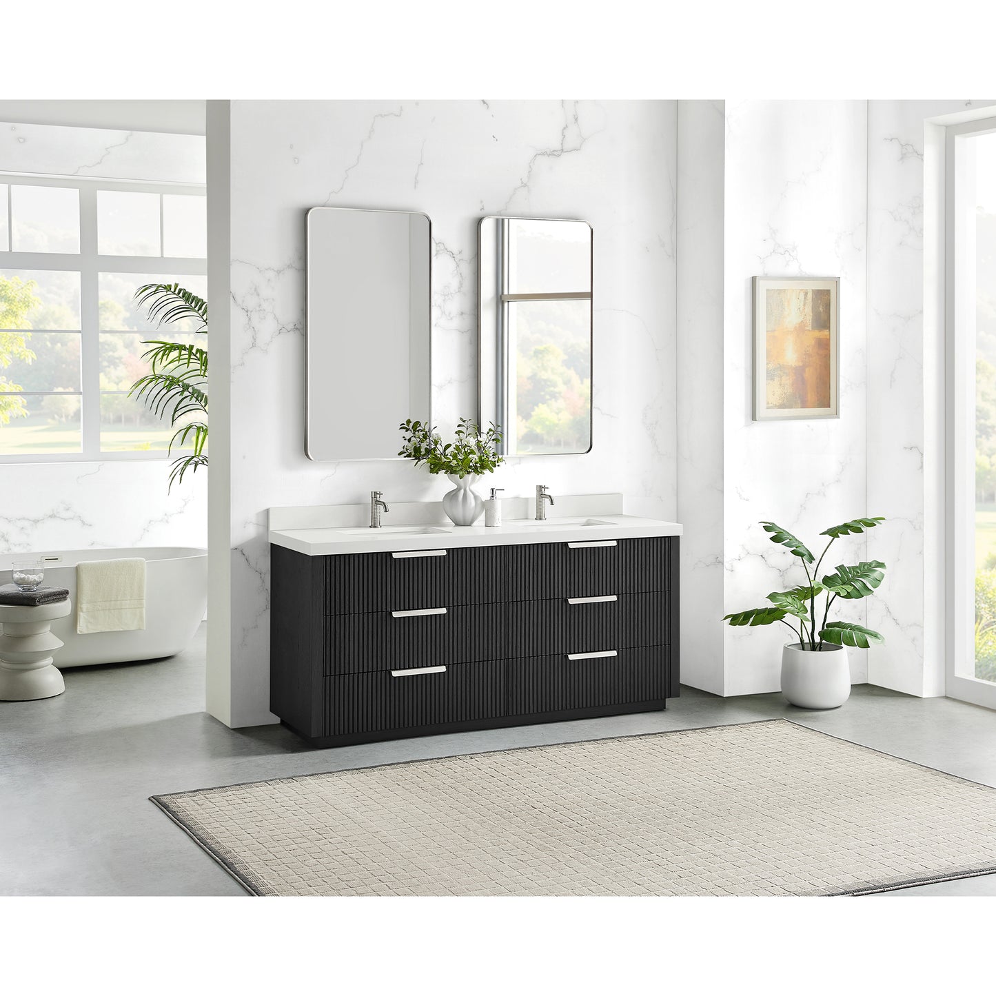 Santarem 72" Double Bath Vanity in Oak Weathered Black