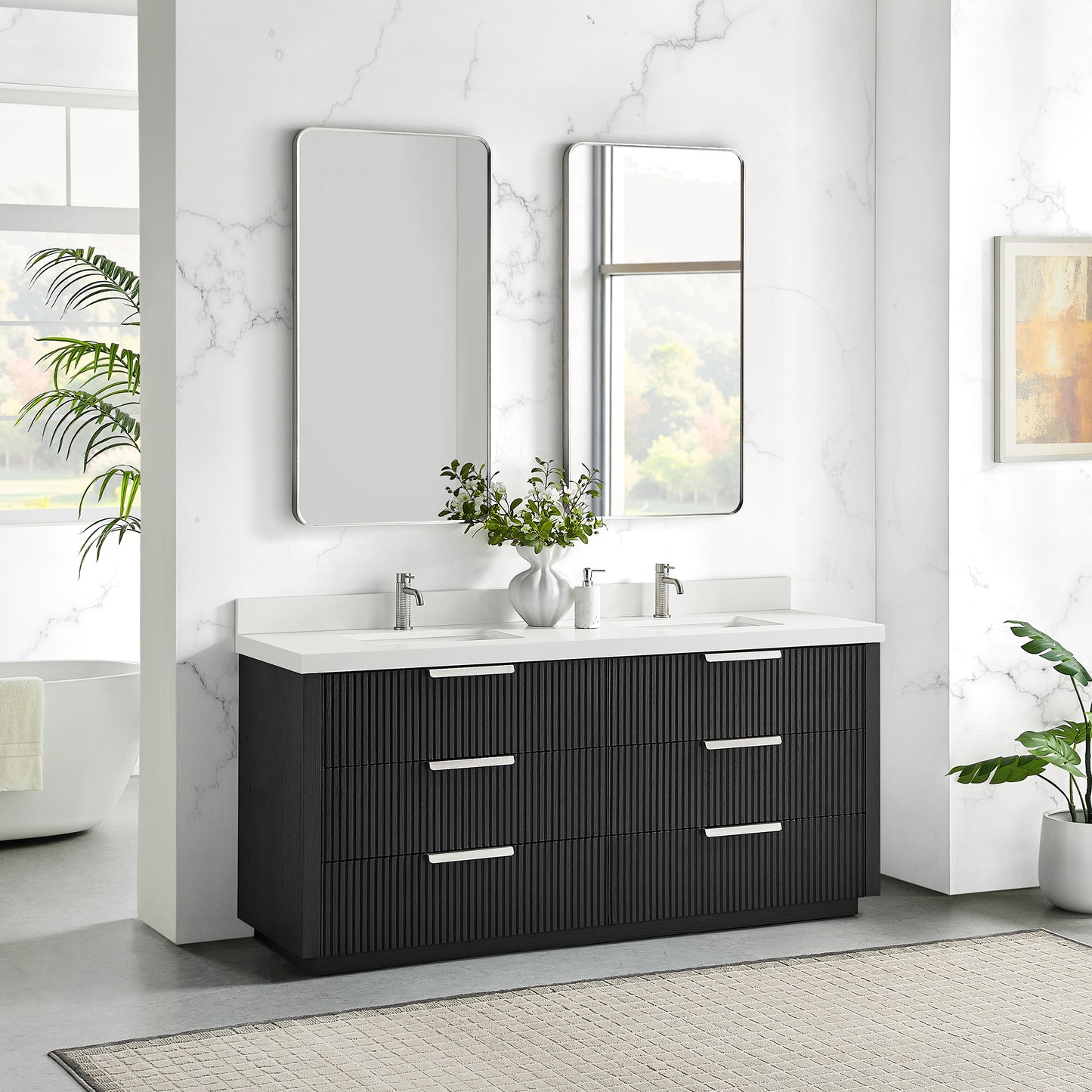 Santarem 72" Double Bath Vanity in Oak Weathered Black