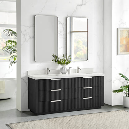 Santarem 72" Double Bath Vanity in Oak Weathered Black
