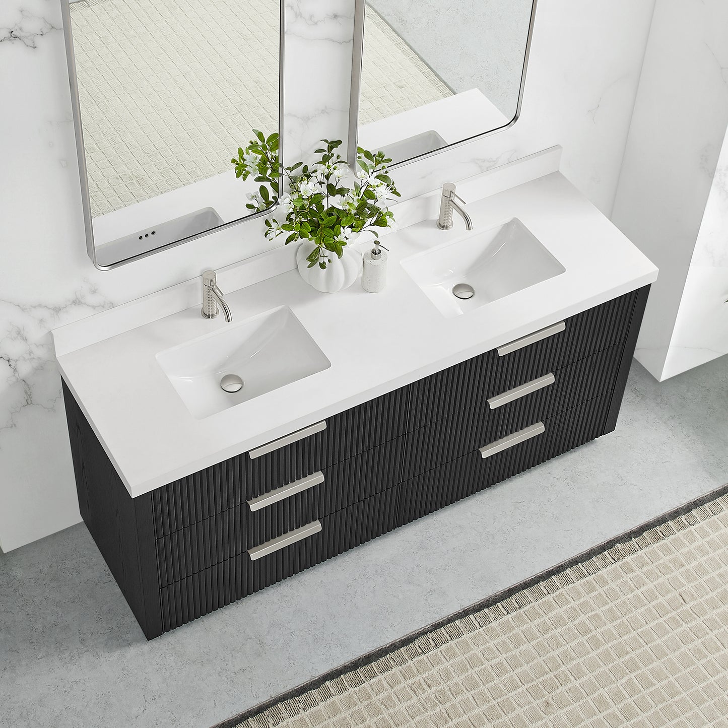 Santarem 72" Double Bath Vanity in Oak Weathered Black