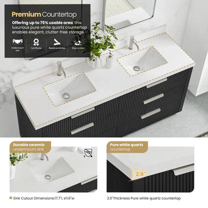 Santarem 72" Double Bath Vanity in Oak Weathered Black