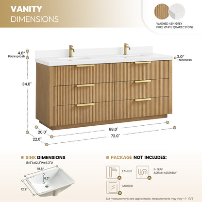 Santarem 72" Double Bath Vanity in Washed Ash Grey