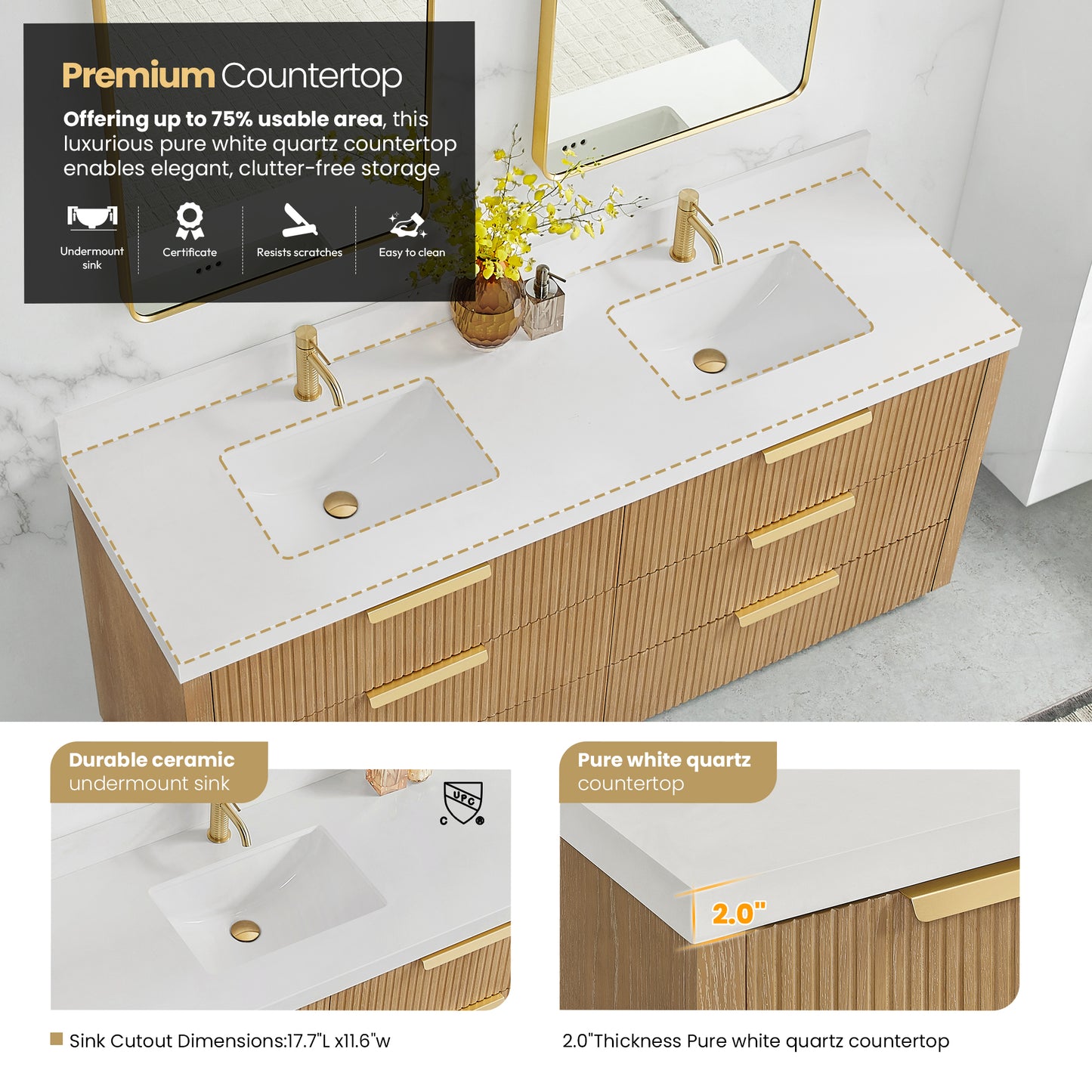 Santarem 72" Double Bath Vanity in Washed Ash Grey