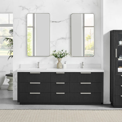 Santarem 84" Double Bath Vanity in Oak Weathered Black