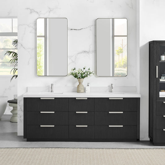 Santarem 84" Double Bath Vanity in Oak Weathered Black