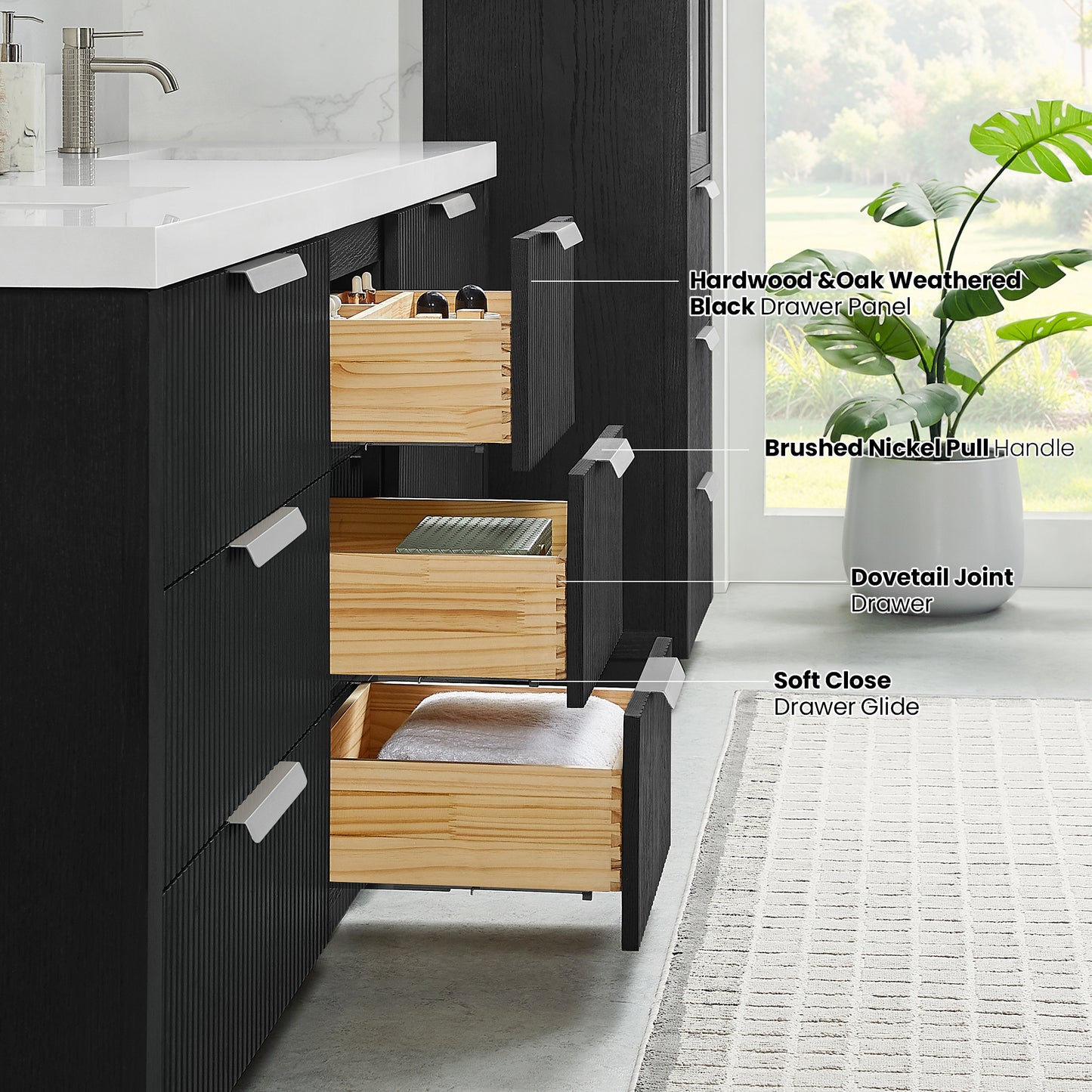 Santarem 84" Double Bath Vanity in Oak Weathered Black
