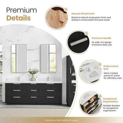 Santarem 84" Double Bath Vanity in Oak Weathered Black
