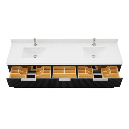 Santarem 84" Double Bath Vanity in Oak Weathered Black