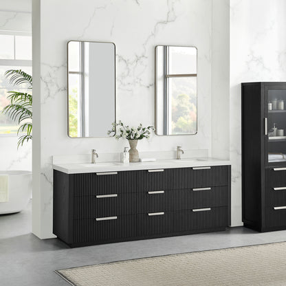 Santarem 84" Double Bath Vanity in Oak Weathered Black