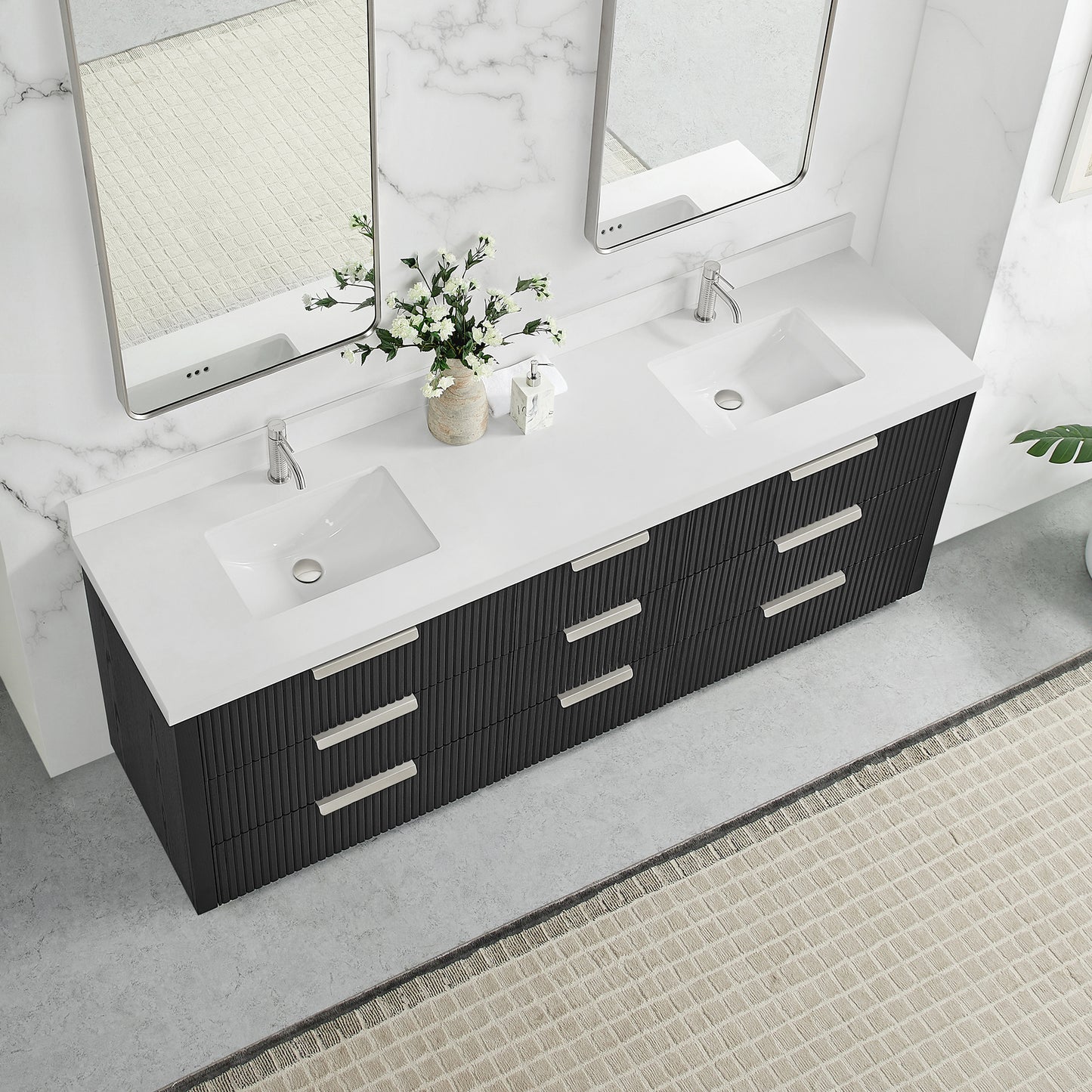 Santarem 84" Double Bath Vanity in Oak Weathered Black