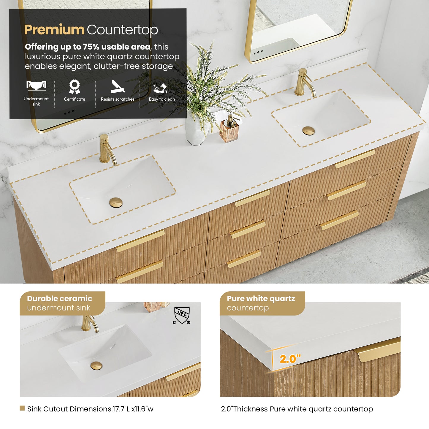 Santarem 84" Double Bath Vanity in Washed Ash Grey