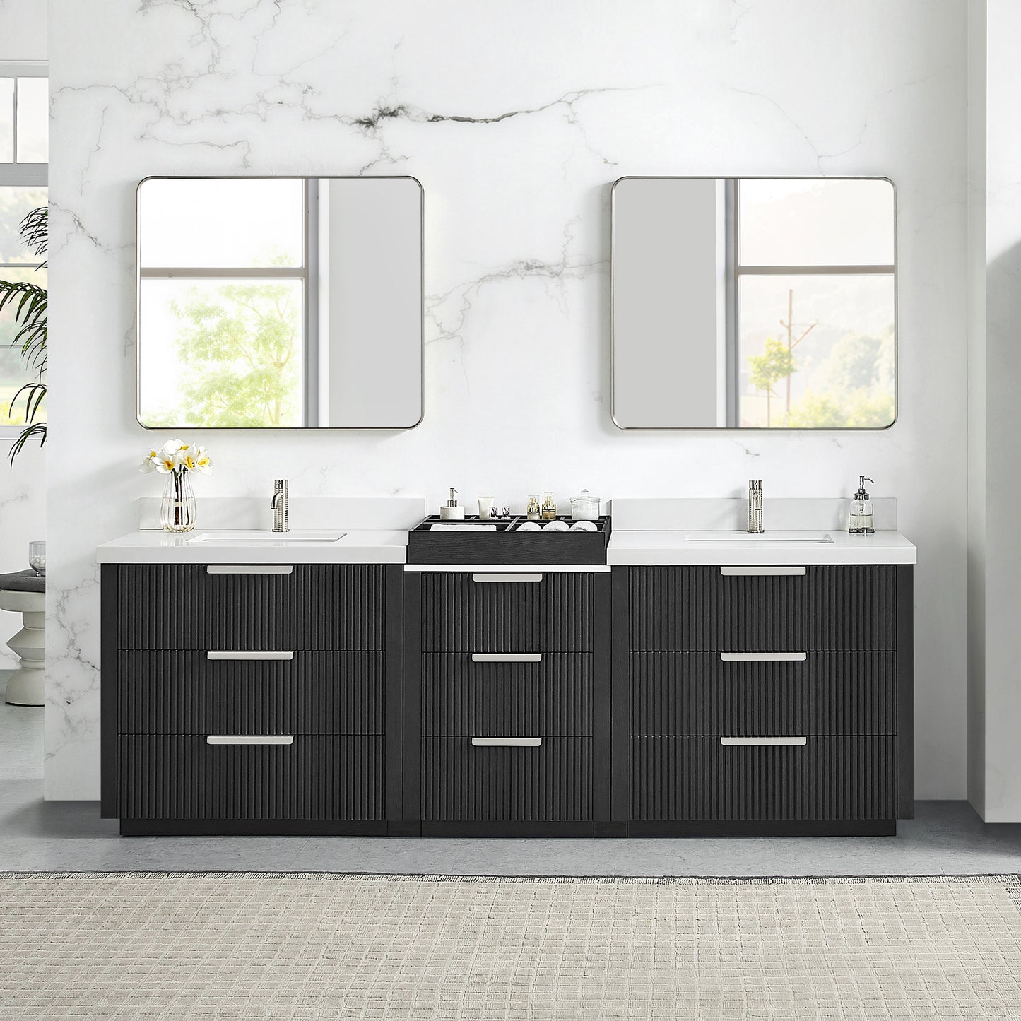 Santarem 96" Combined Double Bath Vanity in Oak Weathered Black