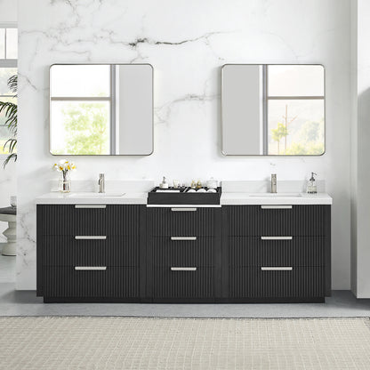 Santarem 96" Combined Double Bath Vanity in Oak Weathered Black