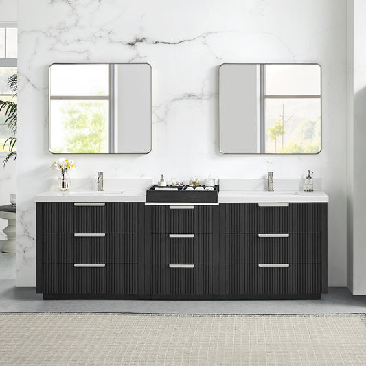 Santarem 96" Combined Double Bath Vanity in Oak Weathered Black