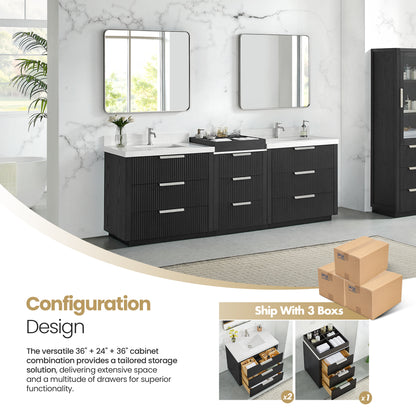 Santarem 96" Combined Double Bath Vanity in Oak Weathered Black