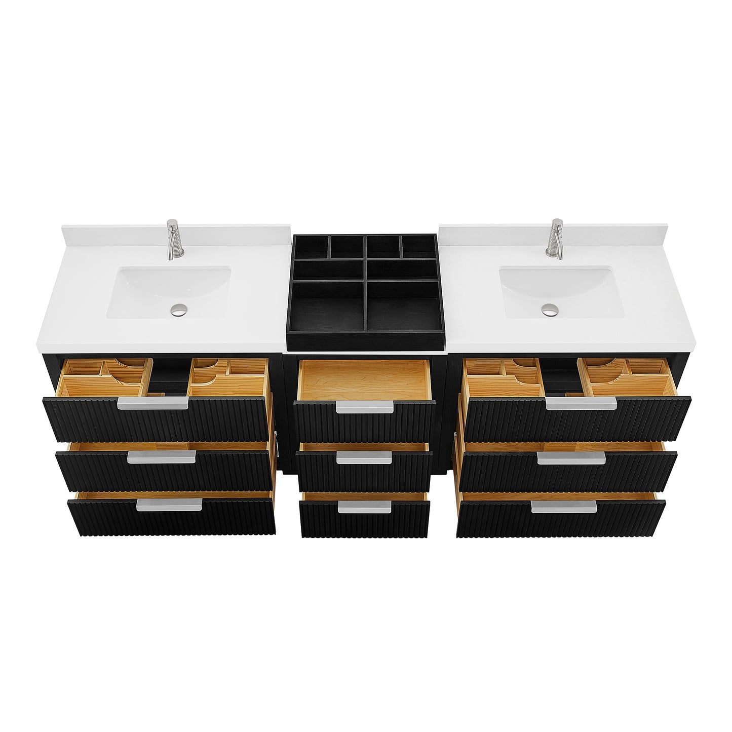 Santarem 96" Combined Double Bath Vanity in Oak Weathered Black