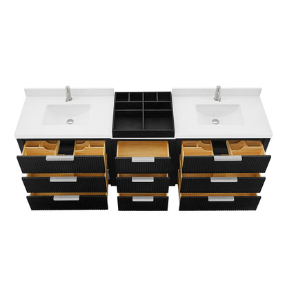 Santarem 96" Combined Double Bath Vanity in Oak Weathered Black