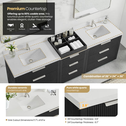 Santarem 96" Combined Double Bath Vanity in Oak Weathered Black