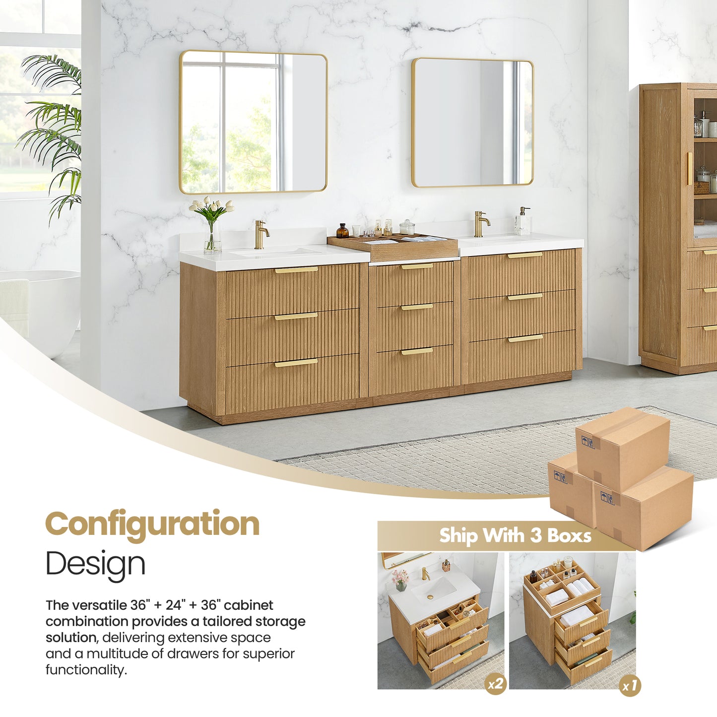 Santarem 96" Combined Double Bath Vanity in Washed Ash Grey