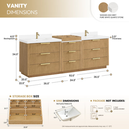 Santarem 96" Combined Double Bath Vanity in Washed Ash Grey