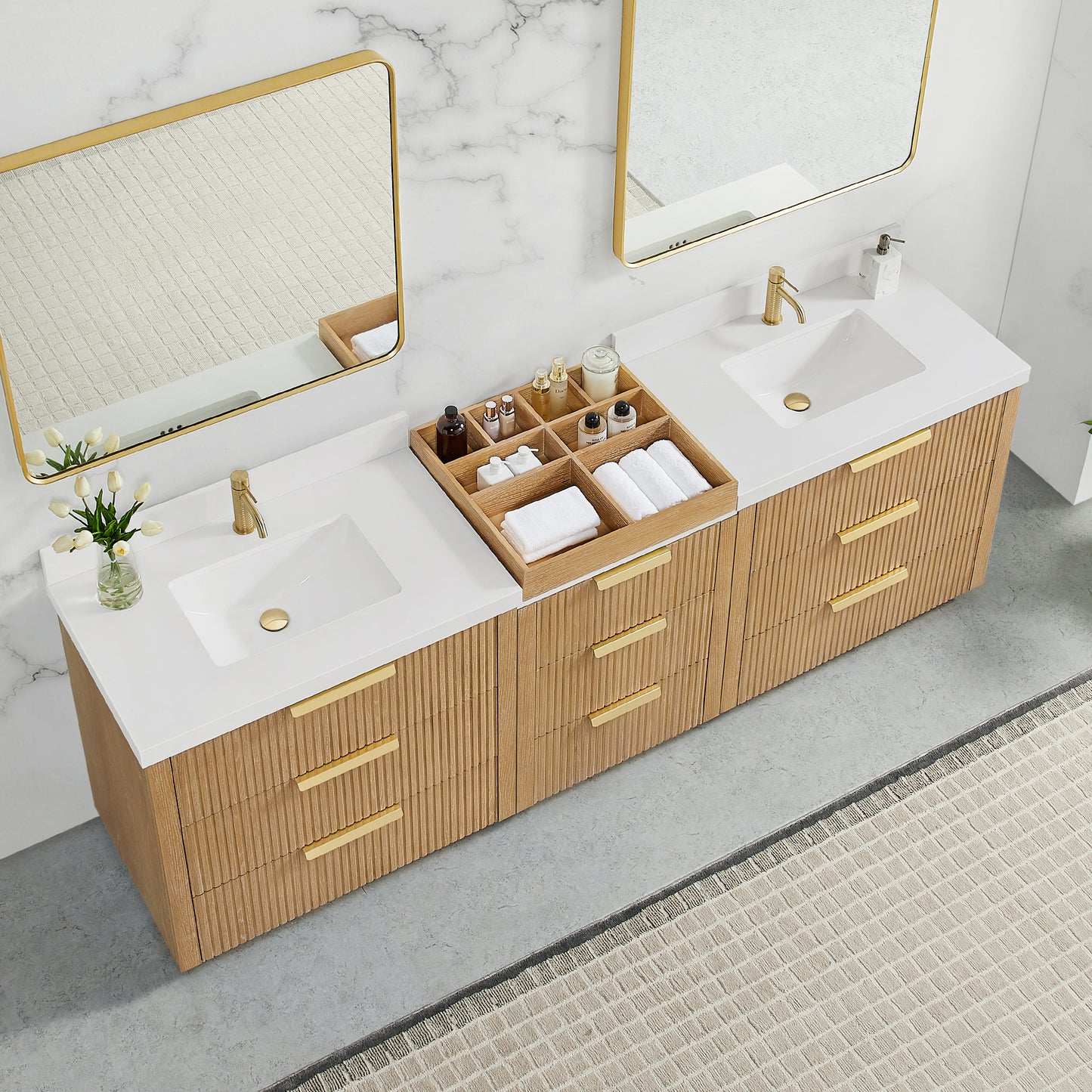 Santarem 96" Combined Double Bath Vanity in Washed Ash Grey