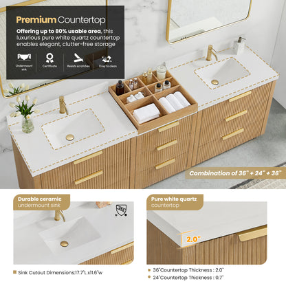 Santarem 96" Combined Double Bath Vanity in Washed Ash Grey