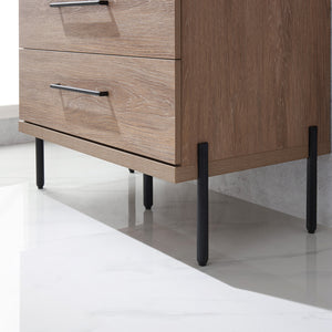 Trento 36" Single Vanity in North American Oak with Black Sintered Stone Top with Natural Circular Concrete Sink