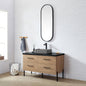 Trento 48A" Single Sink Bath Vanity in North American Oak with Black Sintered Stone Top and Rectangular Concrete Sink