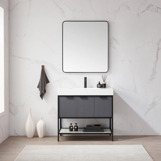 Marcilla 36" Single Sink Bath Vanity in Grey with One-Piece Composite Stone Sink Top