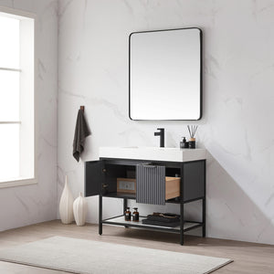 Marcilla 36" Single Sink Bath Vanity in Grey with One-Piece Composite Stone Sink Top