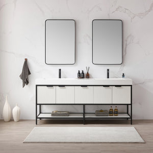 Marcilla 72" Double Sink Bath Vanity in White with One-Piece Composite Stone Sink Top