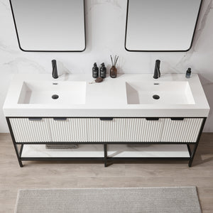 Marcilla 72" Double Sink Bath Vanity in White with One-Piece Composite Stone Sink Top
