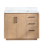 San 42" Free-standing Single Bath Vanity in Fir Wood Brown with White Grain Composite Stone Top