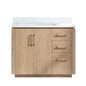 San 42" Free-standing Single Bath Vanity in Washed Ash Grey with White Grain Composite Stone Top
