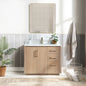San 42" Free-standing Single Bath Vanity in Washed Ash Grey with White Grain Composite Stone Top