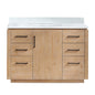 San 48" Free-standing Single Bath Vanity in Fir Wood Brown with White Grain Composite Stone Top