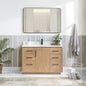 San 48" Free-standing Single Bath Vanity in Fir Wood Brown with White Grain Composite Stone Top