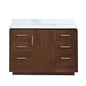 San 48" Free-standing Single Bath Vanity in Natural Walnut with White Grain Composite Stone Top