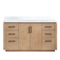 San 60" Free-standing Single Bath Vanity in Fir Wood Brown with White Grain Composite Stone Top